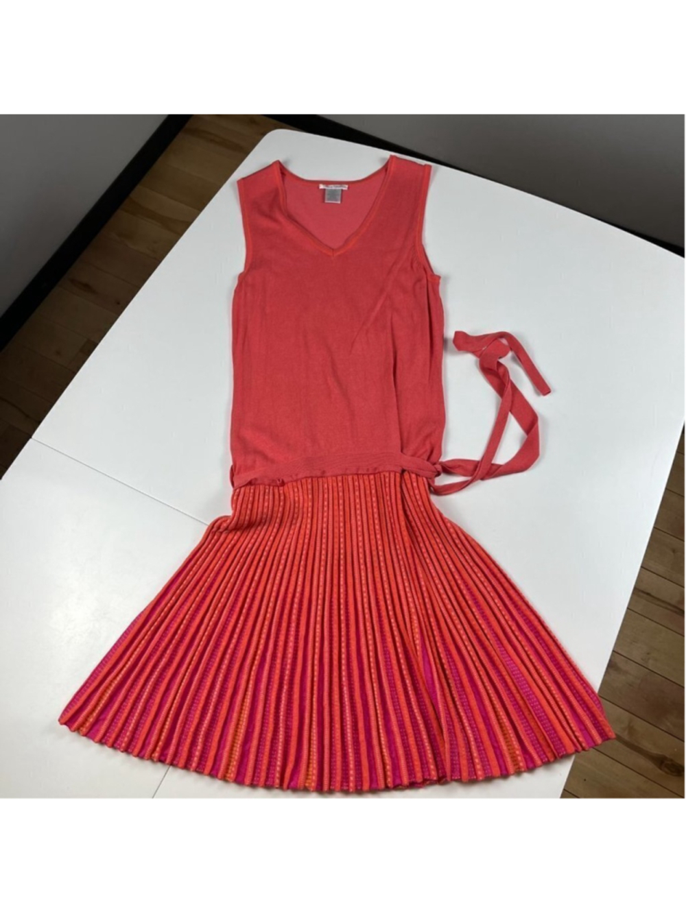 Alison Sheri low waist dress light knit orange pink size M